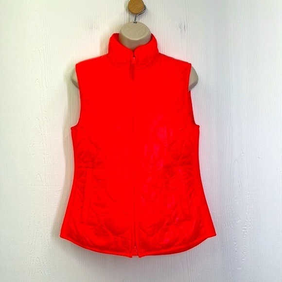 J Crew - NWT Bright Orange Red Zip Closure Sleeveless Vest Pockets Size Small - Picture 2 of 13